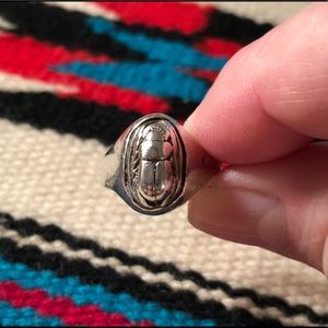 Vintage Sterling Silver Scarab Ring Size 6 1/2